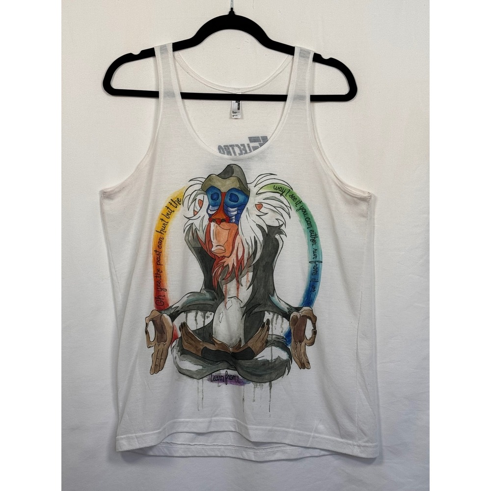 Electro Threads Rafiki Lion King Quote Tank Top White American Apparel Small